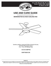 HAMPTON BAY BENNINGTON 52381 Use And Care Manual