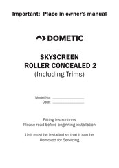 Dometic SKYSCREEN 2 Fitting Instructions Manual