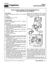 EGS Appleton JBR6034-150 Instruction For Installation And Maintenance