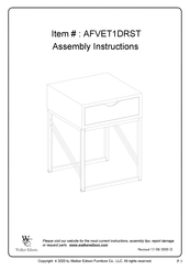 Walker Edison AFVET1DRST Assembly Instructions Manual