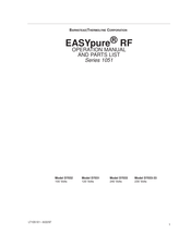 Barnstead Thermolyne Corporation EASYpure RF 1051 Series Operation Manual And Parts List