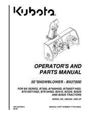 Kubota BX2750D Operator And Parts Manual