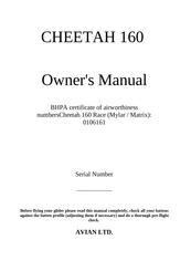 Avian CHEETAH 160 Owner's Manual