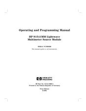 Hp 81541MM Operating And Programming Manual