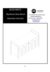 Southern Enterprises Wyndmere BC401900TX Assembly Instruction Manual
