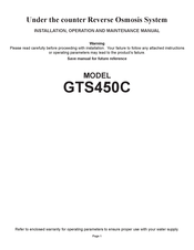 Watts GTS450C Installation, Operation And Maintenance Manual