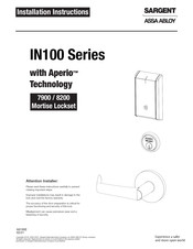 Sargent ASSA ABLOY IN100 Series Installation Instructions Manual