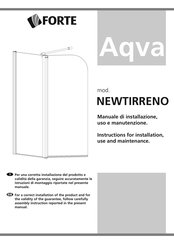 Forte Aqva NEWTIRRENO Instructions For Installation, Use And Maintenance Manual