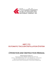 Koehler K87170 Operation And Instruction Manual