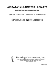 Shortridge Instruments Airdata ADM-870 Operating Instructions Manual