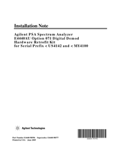 Agilent Technologies E4440AU Installation Note