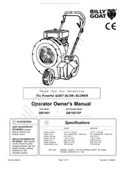 Billy Goat Quiet Blow QB1601 Operator Owner's Manual