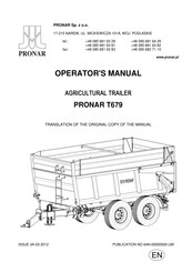 Pronar T679 Operator's Manual