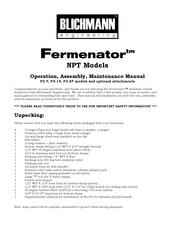 Blichmann Engineering Fermenator F3-7 NPT Operation, Assembly & Maintenance Manual