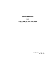 Conrad-johnson design PV 7 Owner's Manual