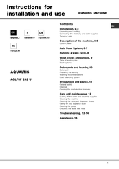Hotpoint Ariston AQUALTIS AQLF8F 292 U Instructions For Installation And Use Manual