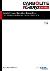 VERDER Carbolite Gero CSR Installation And Operation Instructions Manual