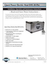 Quest Engineering EHS 20 Pro Installation, Operation And Maintenance Instructions
