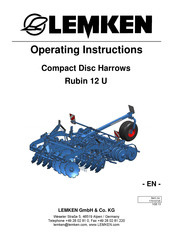 Lemken Rubin 12 U Operating Instructions Manual