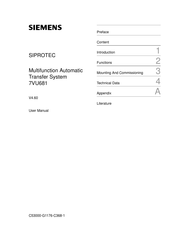 Siemens SIPROTEC 7VU681 User Manual