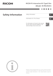 Ricoh IR-PEN-RC01 Safety Information Manual