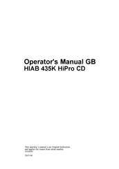HIAB 435K HiPro CD Operator's Manual
