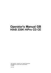 HIAB 335K HiPro CD CE Operator's Manual