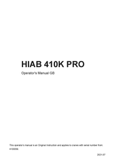 HIAB 410K PRO Operator's Manual