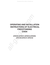 Award AFEE32 Operating And Installation Instructions