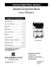 Grindmaster American Metal Ware P400GNB-E Operation And Instruction Manual