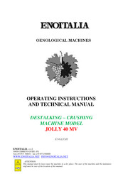 Enoitalia JOLLY 40 MV Operating Instructions And Technical Manual