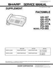 Sharp FACSIMILE XU-117 Service Manual