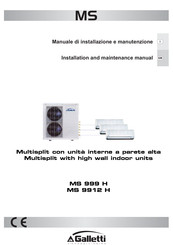 Galletti MS 999 H Installation And Maintenance Manual