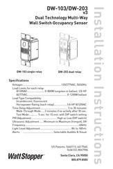 wattstopper DW-203 Installation Instructions Manual