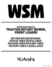 Kubota WSM BX1860 Workshop Manual