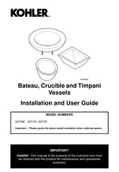 Kohler 2273W Installation And User Manual