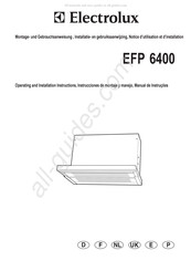 Electrolux EFP 6400 Operating And Installation Instructions