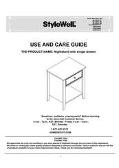StyleWell BF-25647-WH Use And Care Manual