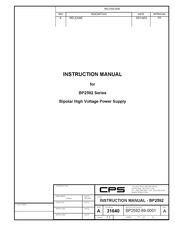 CPS BP2592-89-0001 Instruction Manual