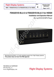 Flight Display Systems FD932DVD-BLU-2 Ver HDSDI Installation And Operation Manual
