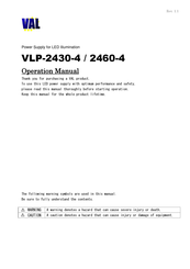 VAL VLP-2430-4 Operation Manual