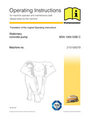 Putzmeister 210109379 Operating Instructions Manual