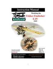 Model Airways Fokker Eindecker E-IV Instruction Manual