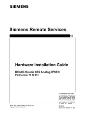 Siemens 73 82 851 Hardware Installation Manual