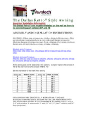 Awntech The Dallas Retro ER1230 Assembly And Installation Instructions Manual