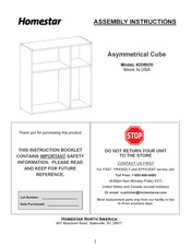 Homestar Asymmetrical Cube 208609 Assembly Instructions Manual