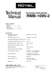 Rotel RMB-1095-2 Technical Manual