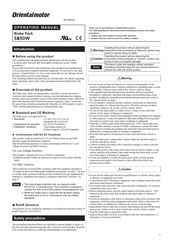 Oriental motor SB50W Operating Manual