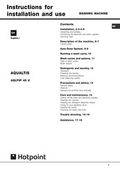Hotpoint AQUALTIS AQLF9F 49 U Instructions For Installation And Use Manual
