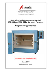 argenta APE 800a Operation And Maintenance Manual